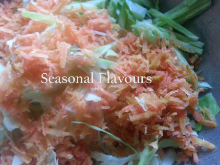 Saute the veggies for Kerala stir fry recipe