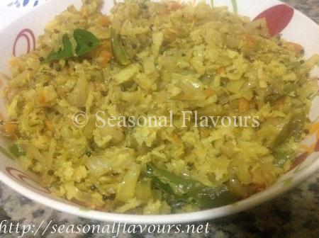 Kerala Cabbage Carrot Thoran Recipe