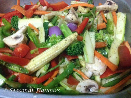 Seasoning for healthy oven-baked mixed vegetables