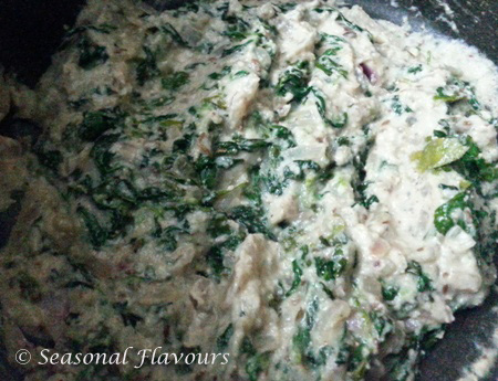 Add ground paste and saute for Punjabi methi matar malai recipe without cream