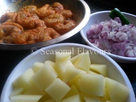 Ingredients for Prawns Potato Bengali Curry Recipe