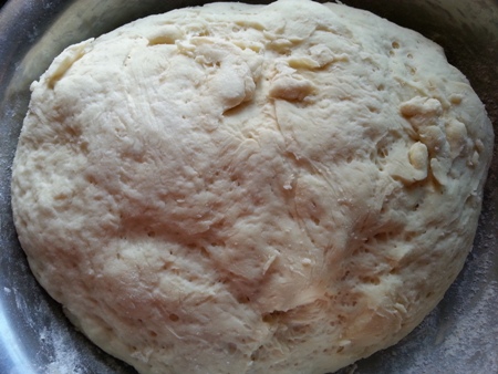 Knead the flour into a soft dough for sweet eggless swirls
