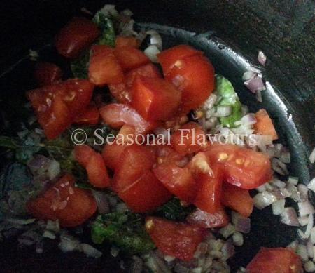 Add tomatoes to Mixed vegetable masala curry