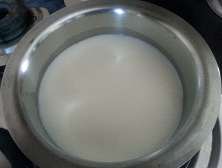 Boil Milk for Bengali Date Palm Jaggery Kheer