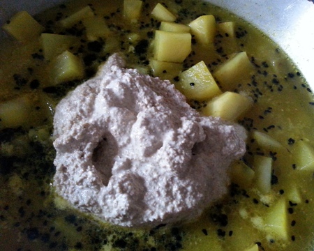 Add posto bata for authentic potato with khus khus paste recipe