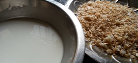 Cornflour slurry and breadcrumbs for egg cutlet