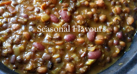 Simmer the boiled lentils and beans for Maa ki daal
