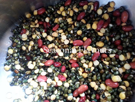 Soak lentils and beans for Punjabi dal
