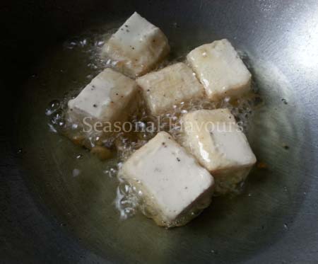 Fry marinated tofu