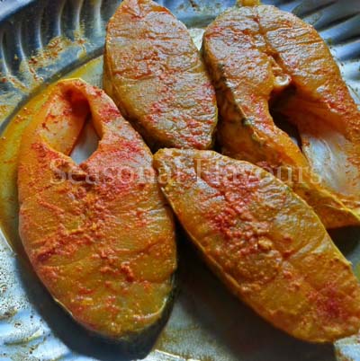 Marinate Fish for Andhra chepala vepudu recipe