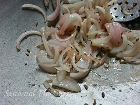 Saute sliced onions for capsicum recipe