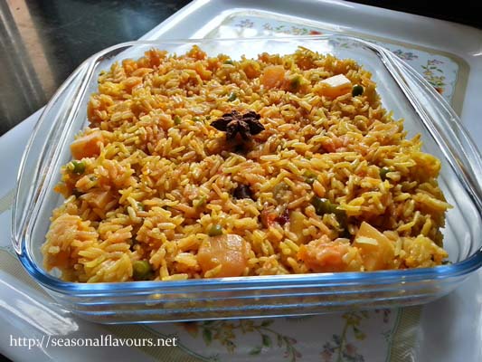 Mixed Vegetable Pulao Recipe Andhra style