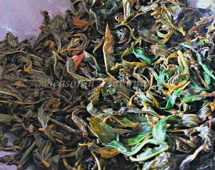 Gongura leaves saute for gongura chutney recipe
