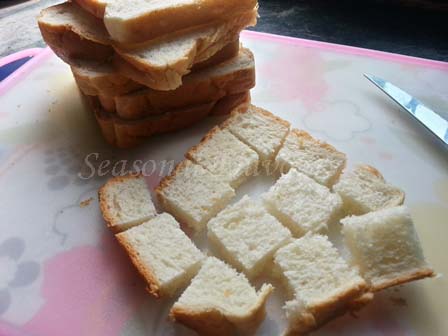 Bread cubes for bread upma recipe
