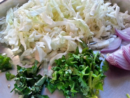vegetable ingredients for cabbage pakora recipe
