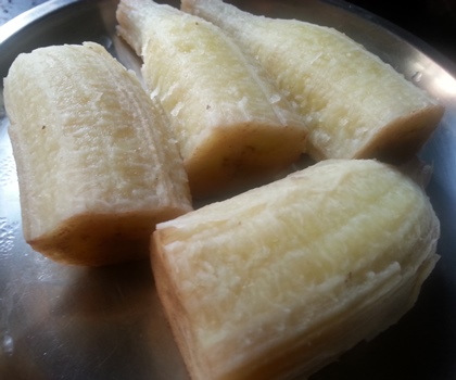 Peeled plantain for plantain fry