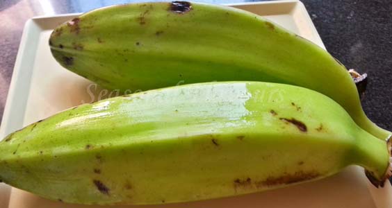 Raw plantains for Plantain Fry Recipe
