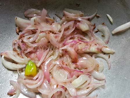 fry onions for Aloo Barbati Sabzi Recipe