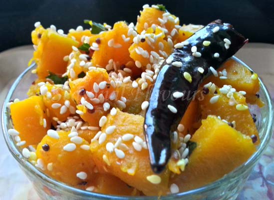 Pumpkin stir fry with sesame seeds