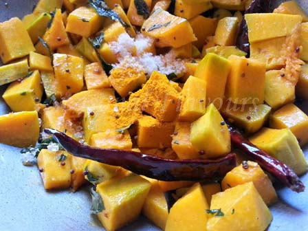 add spices for kaddu ki sabzi