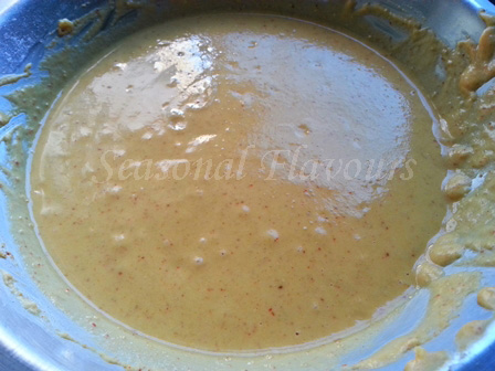 Gram flour batter for Hagda blossom fritters