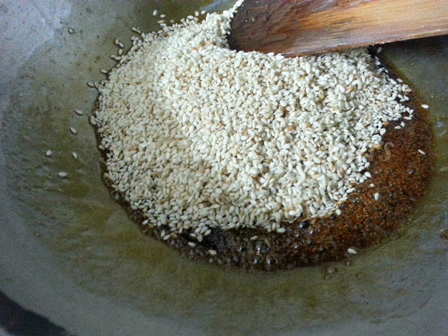 Add sesame seeds for Nuvvula Pakam Laddu Recipe