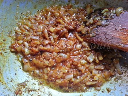 Saute onions for mustard fish curry