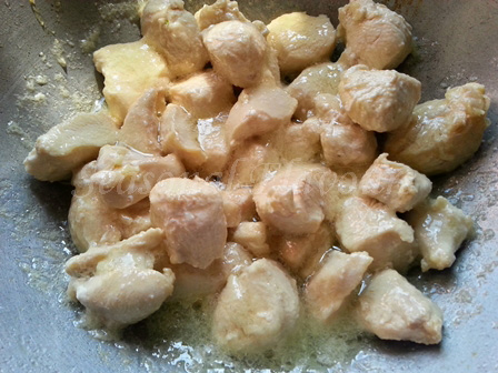 Boil chicken for Andhra kodi recipe