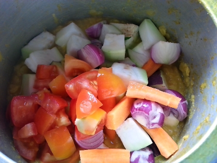 Mixed vegetables for lentil stew