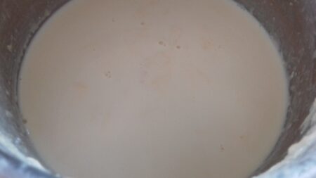 Cool the thickened milk for Custard Apple Kheer