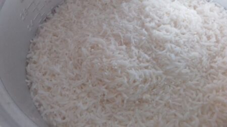 Cooked rice for Kobbari Annam