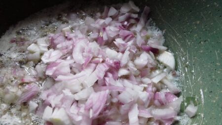 Saute onions for mushroom recipe