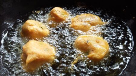 Deep fry potato balls