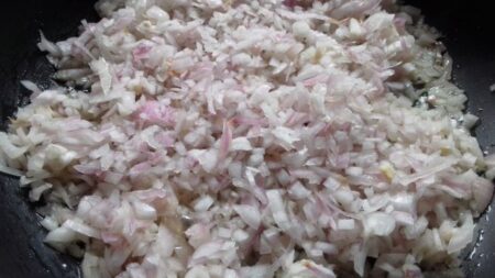 Saute onions for Murgh Badami