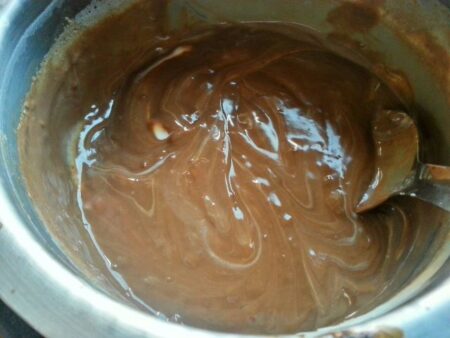 Add cream to the chocolate custard