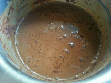 Blend cocoa and custard powder with milk