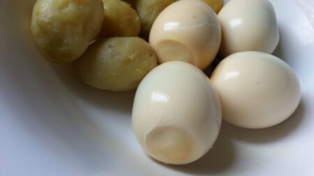 Boiled eggs and potatoes