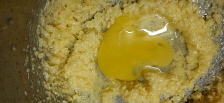 Add eggs for Lemon Bundt Cake