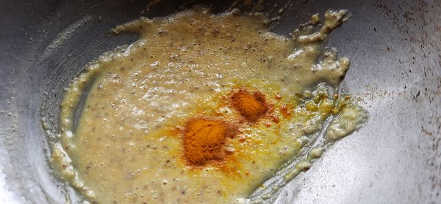 Add turmeric to sattu mixture