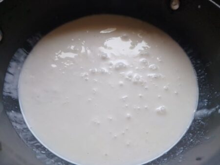 Mix coconut milk cream sugar
