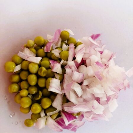 Chopped onions for vegetable salad