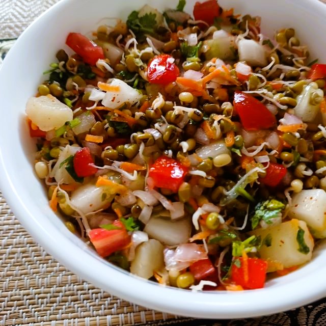 Green Moong Sprouts Salad Protein Packed