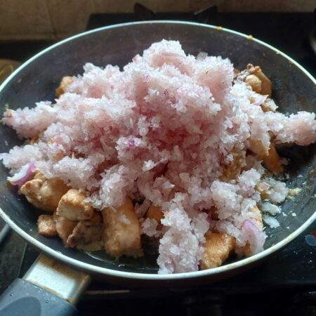 Add chopped onions for chicken dish