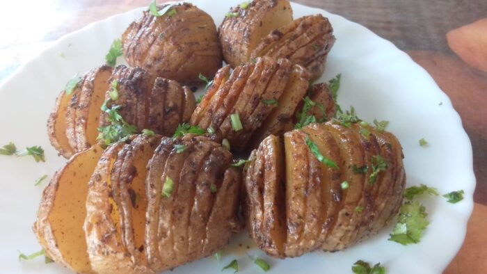 Garlic Butter Hasselback Potatoes With Herbs Recipe