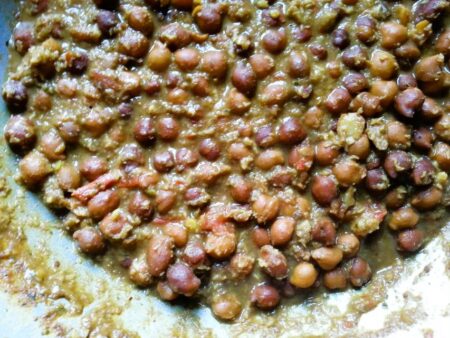 Brown Chickpeas Curry is cooked Kerala style