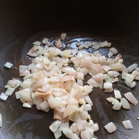 Saute onions till translucent for fried rice recipe