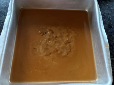 Pour Caramel Coffee Mixture into pan