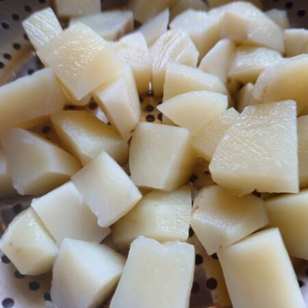 Boiled and chopped potatoes for Palpa Chukauni