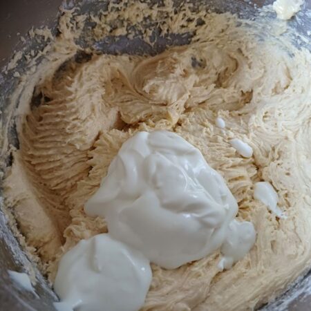 Stir in yogurt to orange cake batter