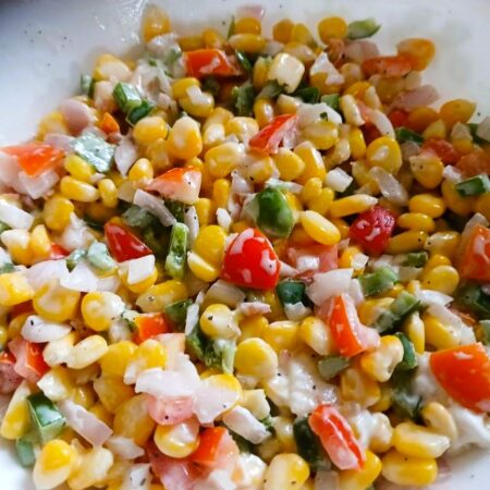 Mix all the salad ingredients well with the dressing